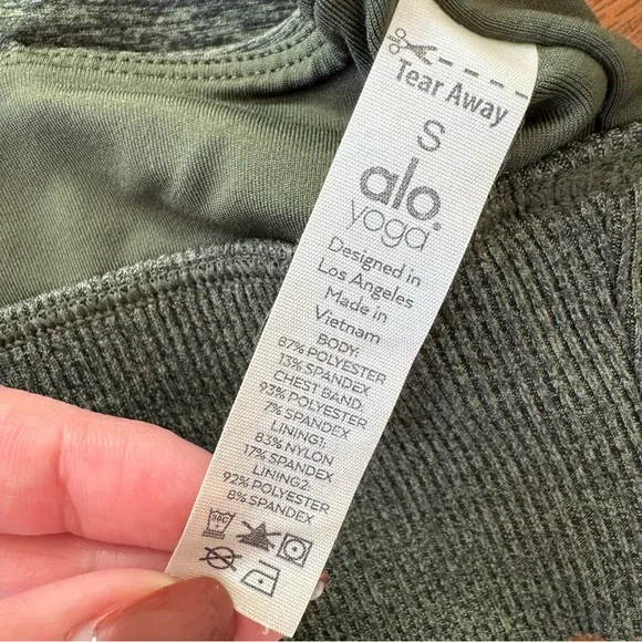 Alo Yoga Heather Hunter Green Strappy Back Sports Bra Small - Picture 7 of 8